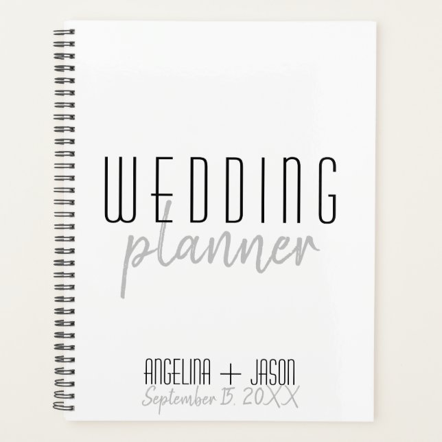 Agenda Boda simple en blanco y negro (Anverso)