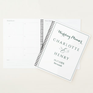 Agenda Boda verde y blanco elegante minimalista