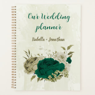 Agenda bodas de flores beige verde esmeralda