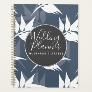 Agenda Bodas de Silueta Floral de Hojas Azul Marino