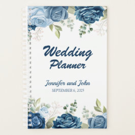 Agenda Bodas Florales de Rosas Azules Acuarela Elegante