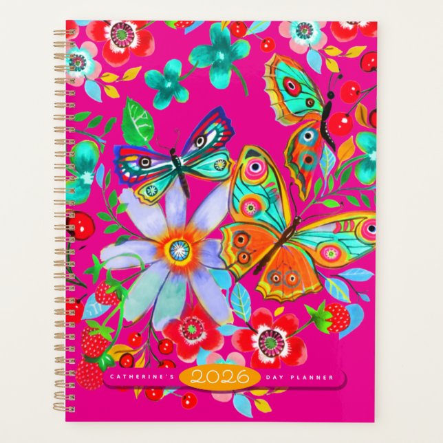 Agenda Bohemian Butterfly Floral 2026 Day Planner (Anverso)
