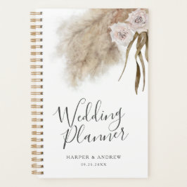 Agenda Bohemian Pampas Planner de boda de color de agua d
