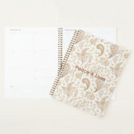 Agenda Bohemio hippie sesentero de la paz con estampado d