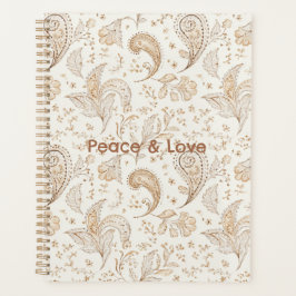 Agenda Bohemio hippie sesentero de la paz con estampado d