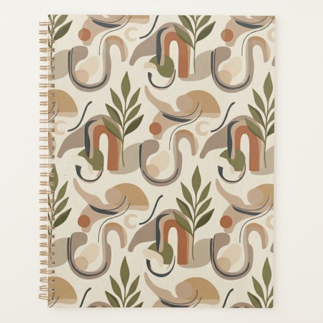 Agenda Boho Abstract Botanical Notebook Cover Background (Anverso)