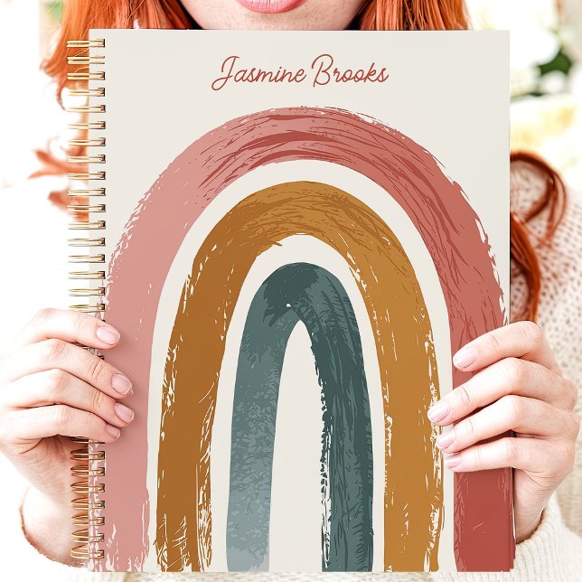 Agenda Boho Arcoíris Pintado con Nombre Personalizado (Subido por el creador)