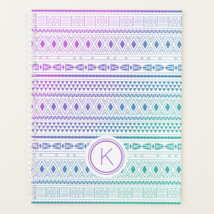Agenda Boho azul morado monograma Ombre