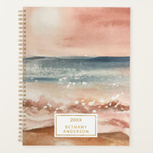 Agenda Boho Beach Waves Sand Sun Watercolor