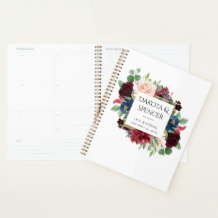 Agenda Boho Bloom Personalizado rojo y azul de la Marin