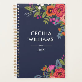 Agenda Boho Bouquets - Azul y Coral de la Marina - Nombre