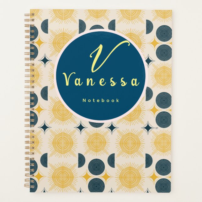 Agenda Boho Celestial Sol Luna Monograma Letra (Anverso)
