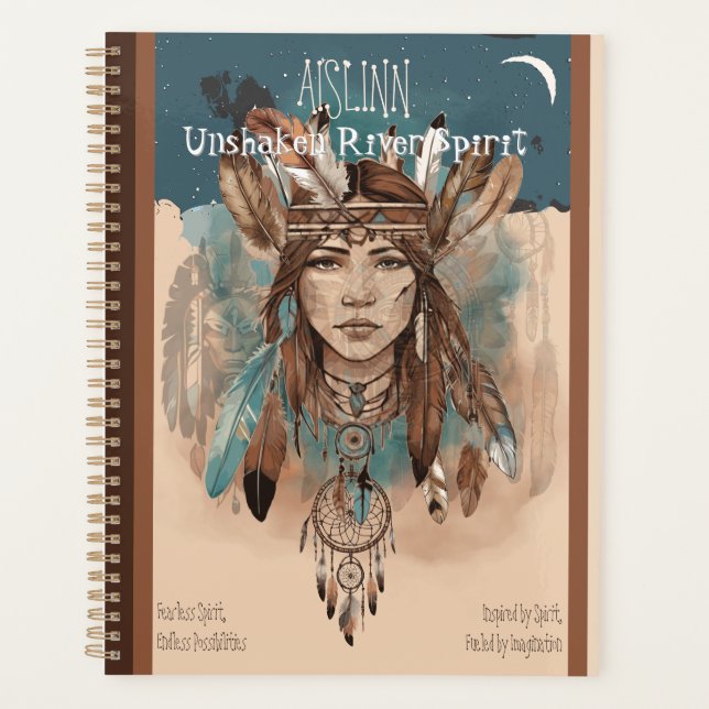 Agenda Boho Chic Espíritu Nativo -Plumas, Cazadores de Su (Anverso)