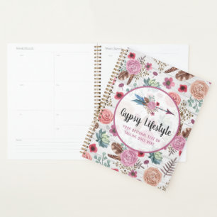 Agenda Boho Chic Rústico Flecha Pluma Acuarela Bohemio