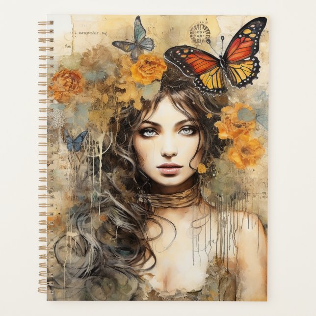 Agenda Boho Chica Planner, mariposa de Boho (Anverso)