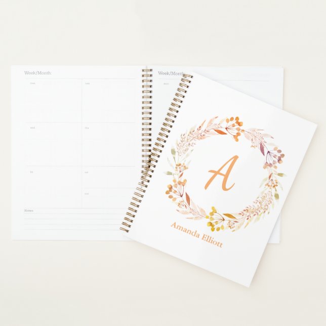 Agenda Boho de acuarela floral otoñal personalizado (Demostración)