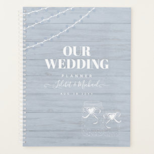 Agenda BOHO Dusty Blue Driftwood Mason Jars Boda