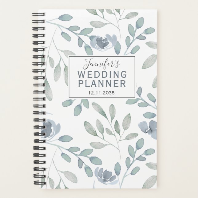 Agenda Boho Dusty Blue & Green Pattern Wedner (Anverso)