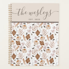 Agenda Boho Floral Family Name Planner