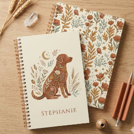 Agenda Boho Floral Silueta de Perro Botánico Terroso