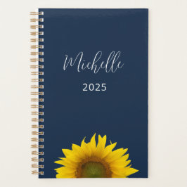 Agenda Boho Floral Sunflower Navy Blue Elegant