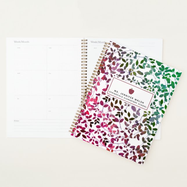 Agenda Boho Greenery Apple Teacher Planner (Demostración)