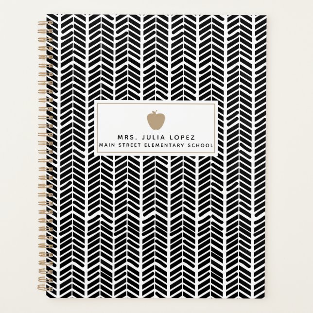 Agenda Boho Herringbone Teacher Planner (Anverso)