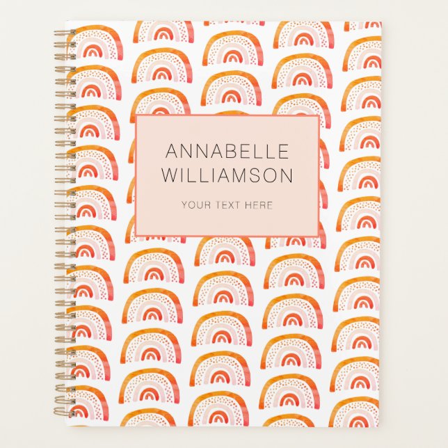 Agenda Boho naranja arcoiris (Anverso)