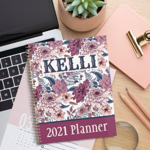 Agenda Boho Pink Burgundy Floral y Blue Botanicals