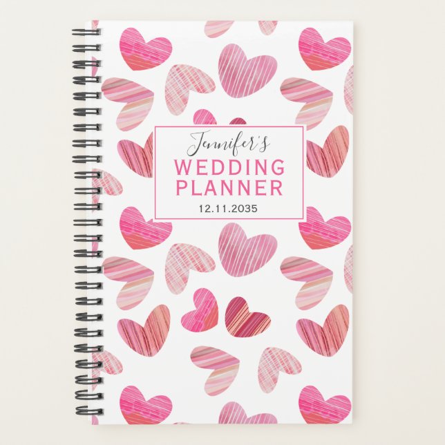 Agenda Boho Pink Heart Over Pattern Wedner (Anverso)