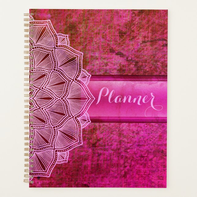 Agenda Boho Pink Mandala Grande Planner (Anverso)