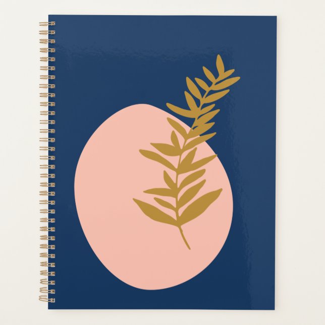 Agenda Boho Resumen moderno Arte botánico Oro azul rosado (Anverso)
