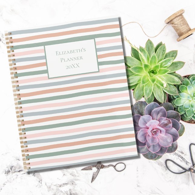 Agenda Boho Stripe Pink Blue Sage Green Terracotta anual (Subido por el creador)