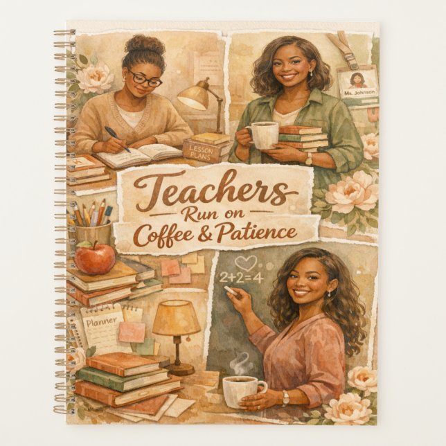 Agenda Boho Teachers run on coffee and patience  (Anverso)