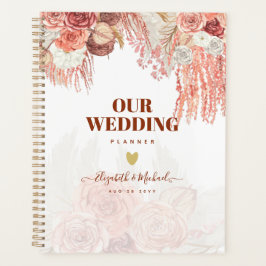 Agenda Boho Terracotta Rosa Pampas Boda de Grass Floral