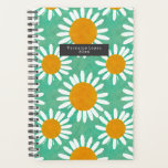 Agenda Boho Watercolor Daisies<br><div class="desc">Grandes daisies sobre un fondo verde.</div>
