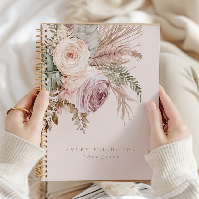 Agenda Boho Watercolor Floral Nombre personalizado año (Subido por el creador)