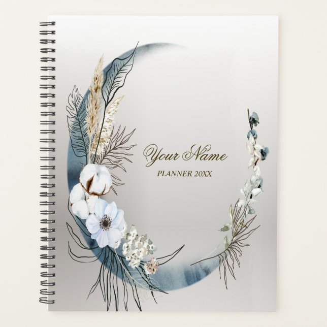 Agenda Boho White Orchid Flores Blue Moon Elegant Fiesta (Anverso)