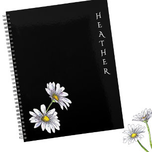 Agenda Boho Wildflower Personalizado Regalo Negro para El