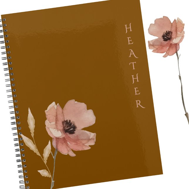 Agenda Boho Wildflower Personalized Brown Gift for Her (Subido por el creador)