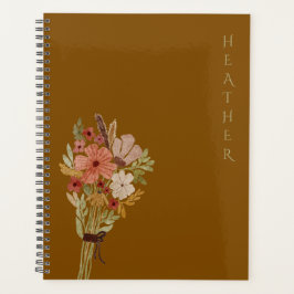 Agenda Boho Wildflower Personalized Brown Gift for Her