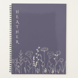 Agenda Boho Wildflower Personalized Grey Gift for Her