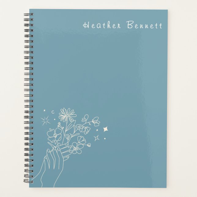 Agenda Boho Wildflower Personalized Teal Gift for Her (Anverso)