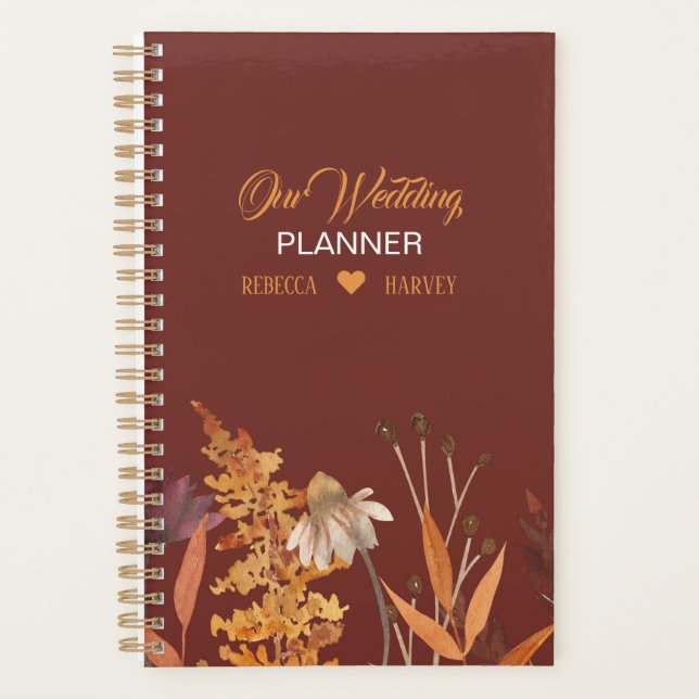 Agenda Boho Wildflower Terracotta Boda otoño otoño (Anverso)