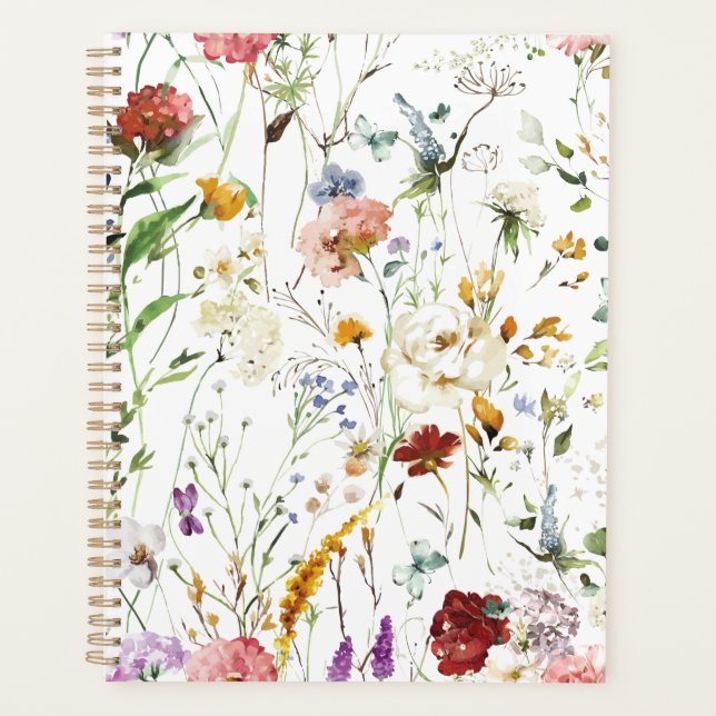 Agenda Boho Wildflower Watercolor Spring  Flower (Anverso)