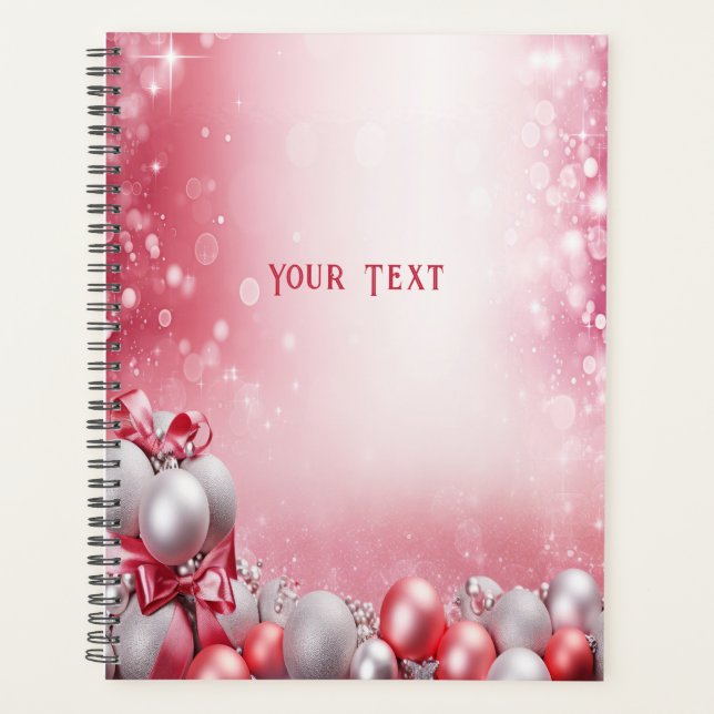 Agenda Bolas de Navidad Blancas Rosadas Fiesta (Anverso)