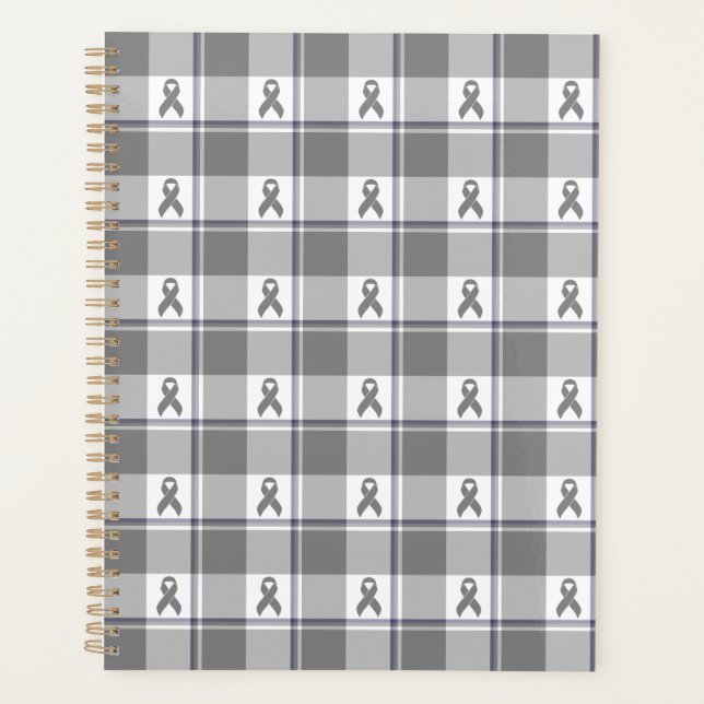 Agenda Bone Cancer Awareness Plaid Gray Ribbon (Anverso)