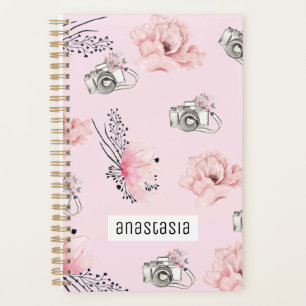 Agenda Bonita cámara floral rosa claro