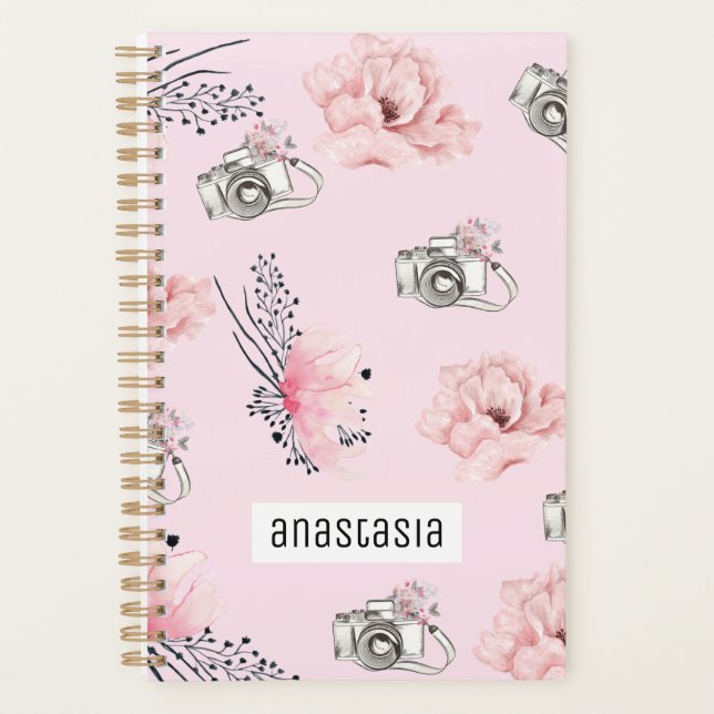 Agenda Bonita cámara floral rosa claro (Anverso)