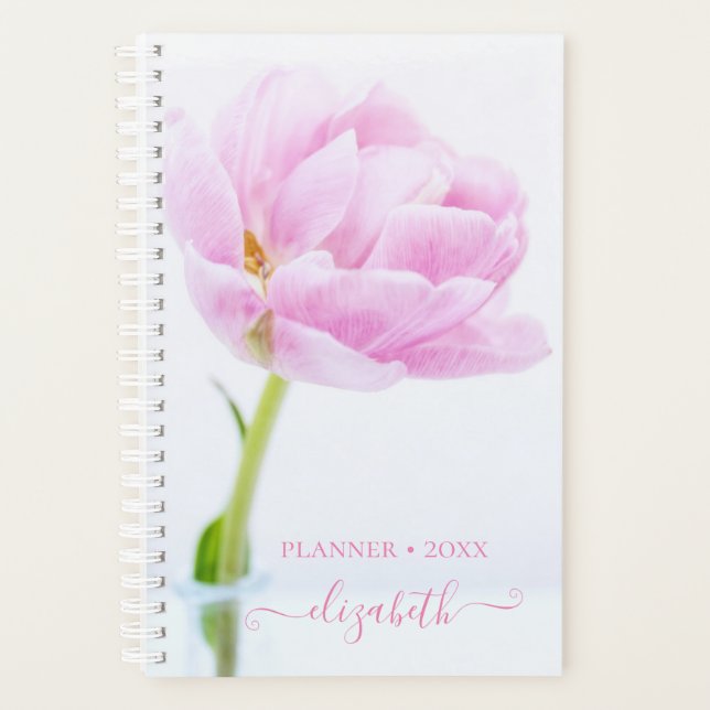 Agenda Bonita Peonia Rosa | Personalizado (Anverso)